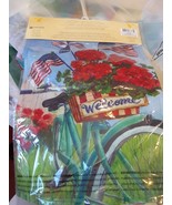Patriotic Bicycle 14S4874 Evergreen Suede Garden Flag 12.5&quot; x 18&quot; - $169.35 MXN