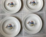  Edwin M Knowles Antique China 4 Child&#39;s Play Set Saucers Pig riding a G... - $26.88