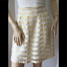 ANN TAYLOR Cream Jacquard Woven Striped Skirt (Size 8P) - £20.06 GBP