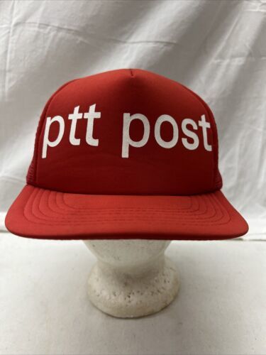 trucker hat baseball Cap Vintage Mesh SnapBack ptt post Red Hat - $39.99