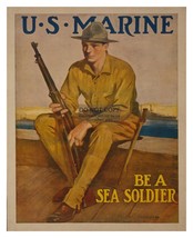 WW1 War Times U.S. Marine &quot;Be A Sea Soldier&quot; Recruting Poster 1917 8X10 Photo - £6.70 GBP