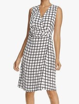 NWT Kenneth Cole New York Women&#39;s City Grid Gathered Belted Dress Size 8 B4HP - £30.88 GBP