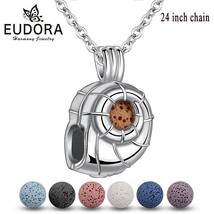 8 mm Conch shell Cage Locket Lava Stone Pendant Aroma Diffuser Necklace For DIY  - £11.62 GBP