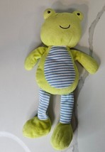 Baby Gear 2014 Frog Green Blue White Stripes 12&quot; Plush Stuffed Animal Lovey  - £15.78 GBP