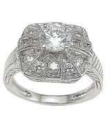 1.00 CT Sterling Silver Rhodium Finish CZ Antique Style Anniversary Ring - $1,081.25 MXN