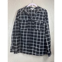 Notations Womens Black White Checkered Blouse 3/4 Tab Sleeves Shirt Size... - $19.95