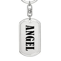 Angel v01 - Luxury Dog Tag Keychain Personalized Name - £23.55 GBP