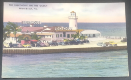 VTG The Lighthouse on the Ocean Seafood Restaurant Linen Postcard Miami Beach FL - £6.09 GBP