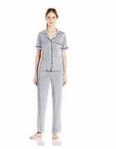 NEW NWT DKNY Women&#39;s Short Sleeve Top &amp; Pant Set Medium Small Gray Stripe Modal  - £74.57 GBP