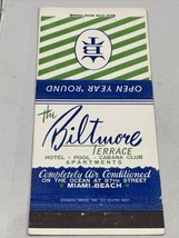 Front Strike Matchbook Cover TB The Biltmore Terrace Miami Beach FL gmg Unstruck - £9.25 GBP