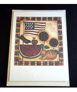 Blank notecards x 8 Debbie Mumm Americana Cat 1995 NIP - $4.50
