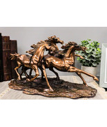 Rustic Western Wild And Free 3 Running Stallion Horses Racing The Wind F... - $124.38 CAD