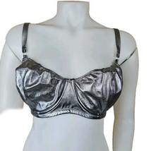 Victorias Secret Dream Angels Push Up Bra 36DDD Faux Leather Metallic Silver Fem - £26.09 GBP