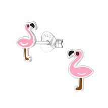 Pink Flamingo 925 Silver Stud Earrings - £10.95 GBP