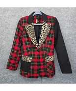 Topshop Blazer Woman Size 0 Red black Two Print Cheetah and Plaid Colorb... - £159.72 GBP