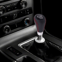 6 Speed Red Stitches Leather Aluminum Manual Car Gear Shift Knob Shifter... - $12.00