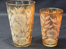 Vintage JEANNETTE 4 And 8 Ounce Drink Juice COSMOS MARIGOLD Tumblers - P... - $12.08