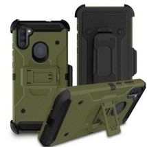 For Samsung Galaxy A11 Hard Hybrid Armor Army Green Holster Belt Clip Case Cover - £14.38 GBP