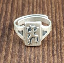 1940s Sterling Silver Brownie Elf Girl Scout Signet Ring Size 5 &amp; Adjust... - $27.95