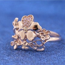 Woman Ring Rose Gold Wildflower Meadow Ring with CZ Ring Woman Jewelry  - £13.94 GBP