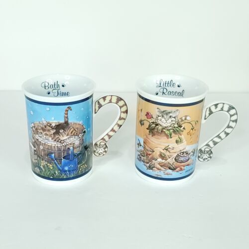 2 Danbury Mint Comical Cat Bath Time & Little Rascal Coffee Mug Gary Patterson - $32.66