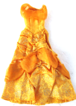 Disney Store Classic Doll Clothes Beauty &amp; The Beast Belle Gold Gown Dress Only - £6.35 GBP