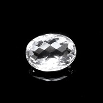 37.4Ct Natural Clear Crystal Quartz Oval Checker Fine Gemstone - £9.86 GBP