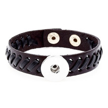 New Leather Snap Button Bracelet High Quality Brown Black Leather Snap Bracelet  - £8.25 GBP