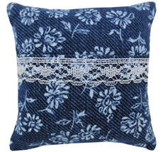 Tooth Fairy Pillow, Navy Blue, Floral Print Fabric, White Lace Trim for ... - £3.95 GBP