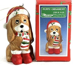 Vintage Puppy Dog Ornament House of Lloyd Ceramic Hound 1988 Original Bo... - $125.55 MXN