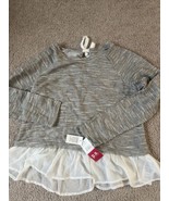 P.S. From Aeropostale Light Gray Girls L(14) Long Sleeve Sweater With Ti... - $38.49