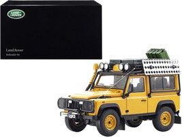 Land Rover Defender 90 Yellow w Roof Rack Accessories 1/18 Diecast Car Kyosho - £193.13 GBP
