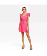 Universal Thread Sz L Flutter Sleeve Mini Dress Pink Elastic Waist Hand ... - €12,73 EUR