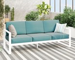 Aluminum Patio Furniture Sofa, All-Weather Modern Metal Outdoor 3-Seat C... - $867.99