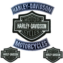Harley Davidson Classic Gray Logo Sew-on Patch Top Bottom Rocker PATCH Full set - £18.09 GBP