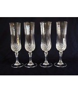 4 LONGCHAMP Cristal d&#39;Arques-Durand France 8&quot; Champagne/Wine Flute Bar G... - £18.99 GBP