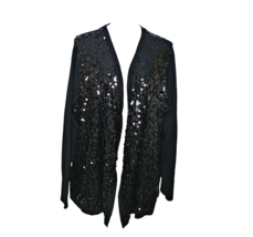 Apt 9 Womens Black Sequin Cardigan Sweater Open Front Size 2X Cover Up Jacket - £16.64 GBP