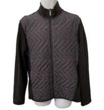 Perry Ellis Full Zip Jacket Coat Mens L Black Gray Quilted - £19.20 GBP