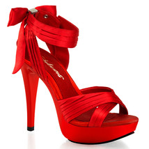 Pleaser CTAIL568/RSA/M Sexy Shoes Red Satin Platform Bow Sandals High Heels - £59.11 GBP