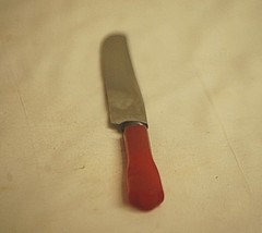 Art Deco Knife Red Bakelite Handle Stainless Steel Blade Vintage b - $9.89