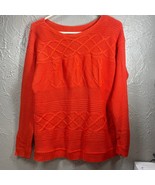 Talbots Womens Orange Crewneck Nautical Anchors Knit Pullover Sweater Si... - $46.19 CAD