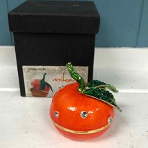 Objet D’Art Form Pepson Maximus Great Tangerine Orange Enameled Trinket Box - £28.18 GBP