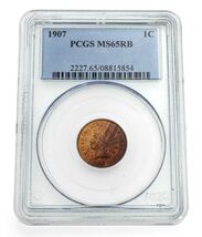 1907 1C Indian Cent Graded by PCGS as MS65RB Gorgeous Early Cent! - $500.08