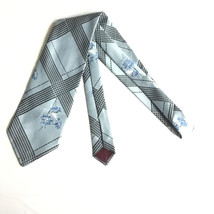 Vintage Mens Tie Necktie Formal Casual Floral Striped Blue Flowers Black 54&quot; X - £7.78 GBP