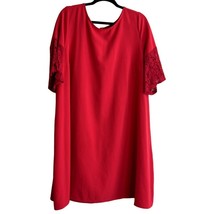 Lane Bryant Women Size 18 / 20 Red Dress Shift Dress Short Sleeve Casual Comfort - £19.62 GBP