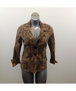 Cheryl Noah Tan Black Snake Print Blazer Jacket Women&#39;s Size Small Long ... - $152.81 MXN