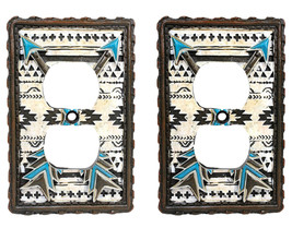 Set Of 2 Navajo Crossed Turquoise Arrows Wall Double Receptacle Outlet P... - £19.92 GBP