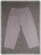 Covington Plus Size Stretch Capri Pant 14 ? Khaki Mini Floral Brown Print - £7.41 GBP