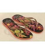 Havaianas US Size 11/12 (41/42) Flip Flops Tropical Floral Pink/Black Sandals - £19.75 GBP