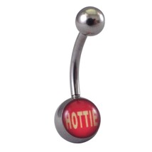 Red Hottie Navel Barbell Belly Ring 316L Surgical Stainless Steel Body Jewelry - £4.78 GBP